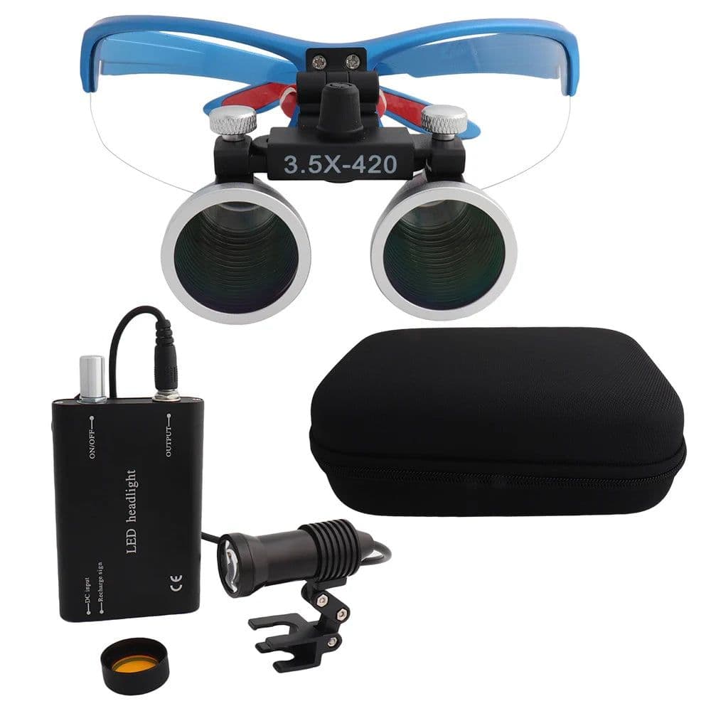 image-Dental Loupes Dental Magnifier Dental Lab Medical Loupes Magnification Binocular 2.5/3.5x Headlight Headlamp 3W/5W Seperately