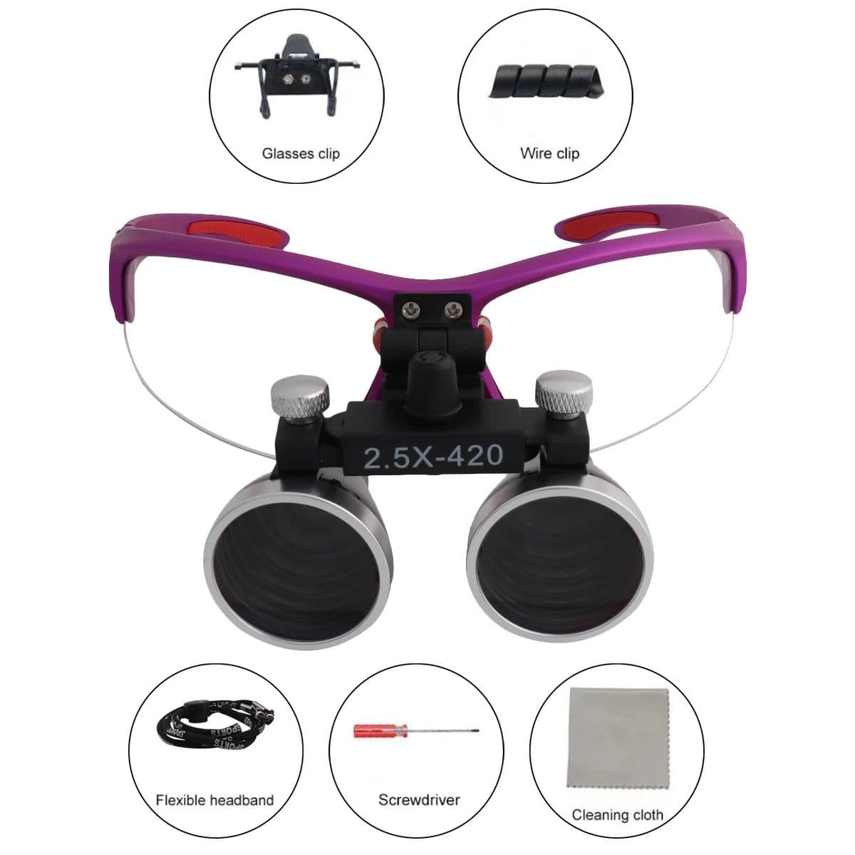 image-Dental Loupes Dental Magnifier Dental Lab Medical Loupes Magnification Binocular 2.5/3.5x Headlight Headlamp 3W/5W Seperately