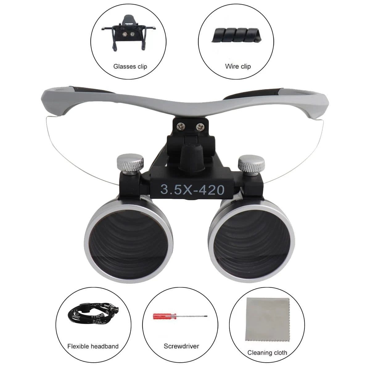 image-Dental Loupes Dental Magnifier Dental Lab Medical Loupes Magnification Binocular 2.5/3.5x Headlight Headlamp 3W/5W Seperately