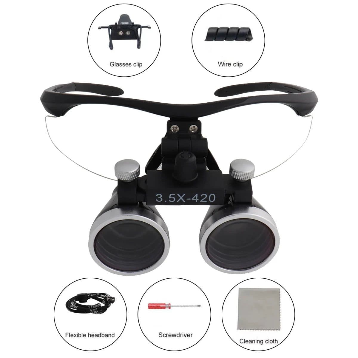 image-Dental Loupes Dental Magnifier Dental Lab Medical Loupes Magnification Binocular 2.5/3.5x Headlight Headlamp 3W/5W Seperately