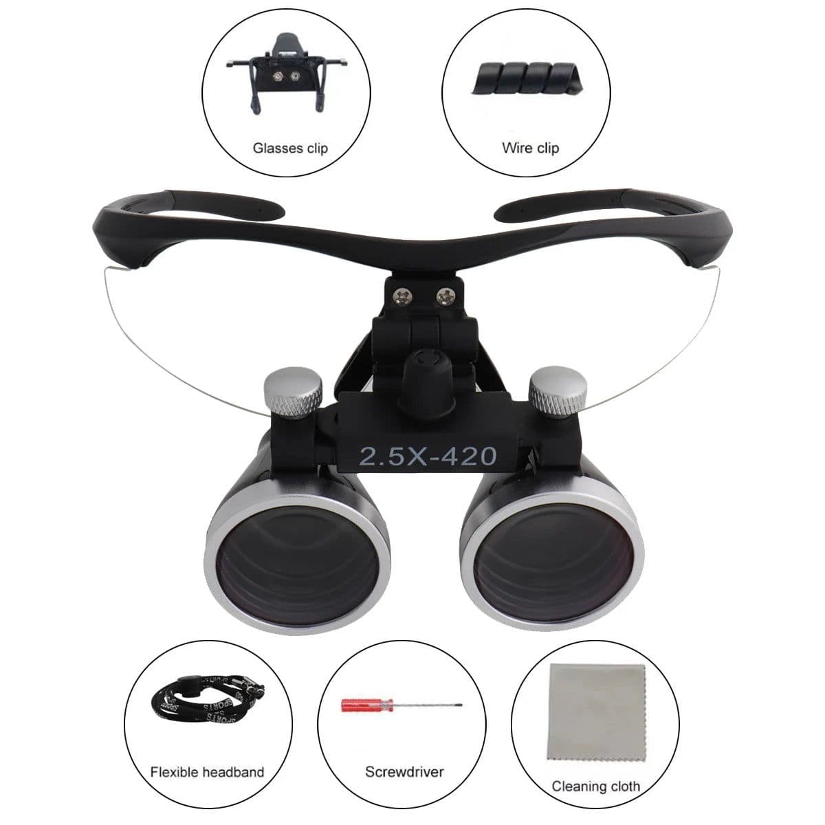 image-Dental Loupes Dental Magnifier Dental Lab Medical Loupes Magnification Binocular 2.5/3.5x Headlight Headlamp 3W/5W Seperately