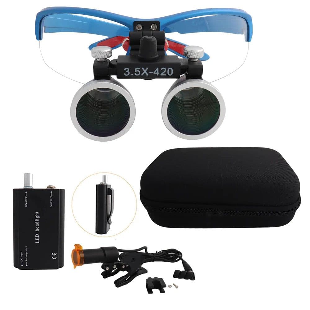 image-Dental Loupes Dental Magnifier Dental Lab Medical Loupes Magnification Binocular 2.5/3.5x Headlight Headlamp 3W/5W Seperately