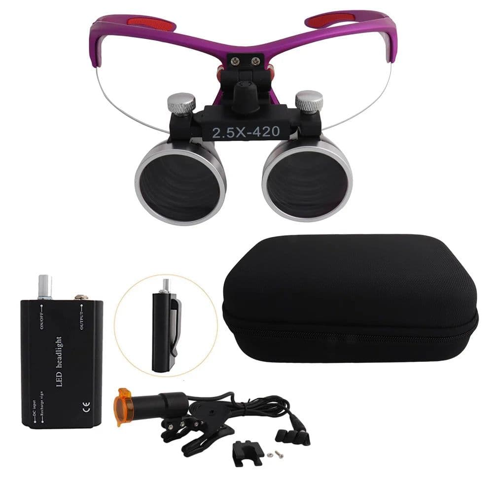 image-Dental Loupes Dental Magnifier Dental Lab Medical Loupes Magnification Binocular 2.5/3.5x Headlight Headlamp 3W/5W Seperately