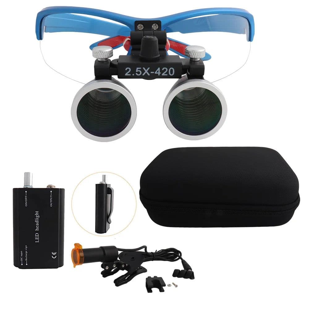 image-Dental Loupes Dental Magnifier Dental Lab Medical Loupes Magnification Binocular 2.5/3.5x Headlight Headlamp 3W/5W Seperately