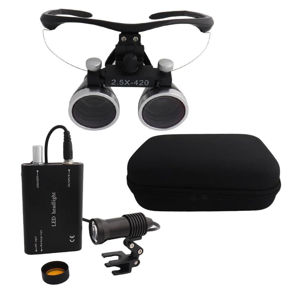 image-Dental Loupes Dental Magnifier Dental Lab Medical Loupes Magnification Binocular 2.5/3.5x Headlight Headlamp 3W/5W Seperately