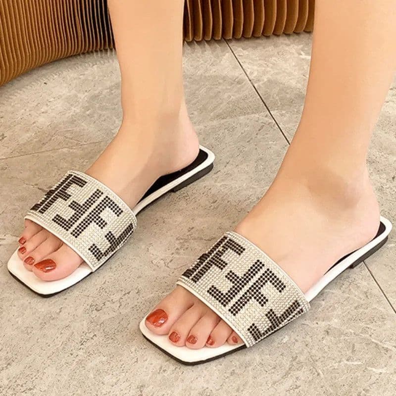 image-2024 Summer New Fashion Square Toe Ladies Slippers - Sexikinis Swim