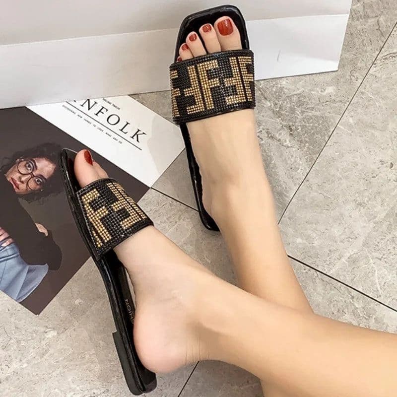 image-2024 Summer New Fashion Square Toe Ladies Slippers - Sexikinis Swim