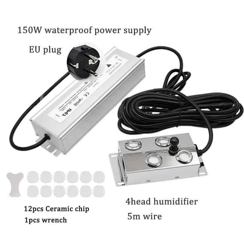 image-2/4/6/8/10/12 Head Ultrasonic Mist Maker Fogger Stainless Steel Air Humidier Garden/Rockery/Pool Fog Sprayer Generator 220V