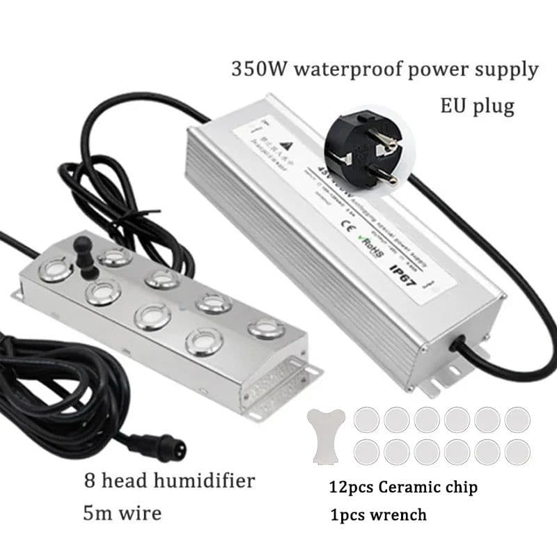 image-2/4/6/8/10/12 Head Ultrasonic Mist Maker Fogger Stainless Steel Air Humidier Garden/Rockery/Pool Fog Sprayer Generator 220V