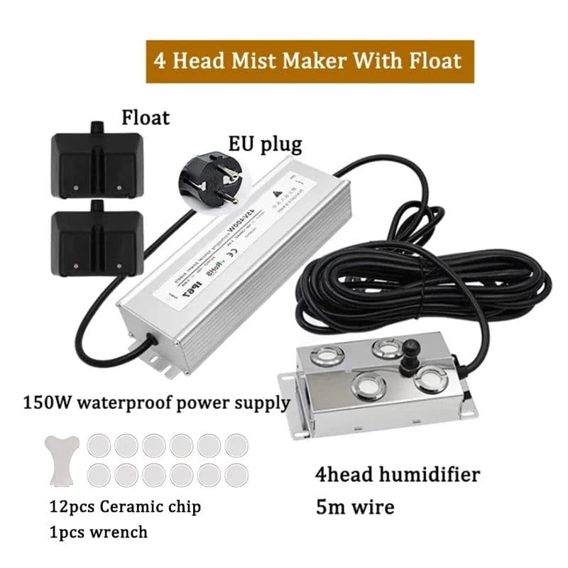 image-2/4/6/8/10/12 Head Ultrasonic Mist Maker Fogger Stainless Steel Air Humidier Garden/Rockery/Pool Fog Sprayer Generator 220V