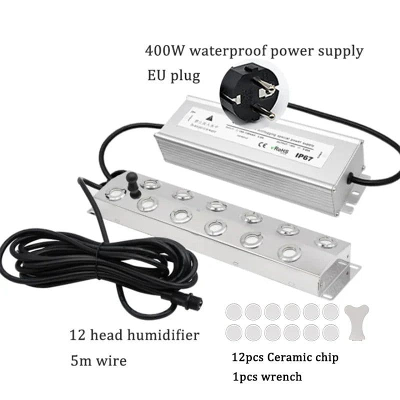 image-2/4/6/8/10/12 Head Ultrasonic Mist Maker Fogger Stainless Steel Air Humidier Garden/Rockery/Pool Fog Sprayer Generator 220V