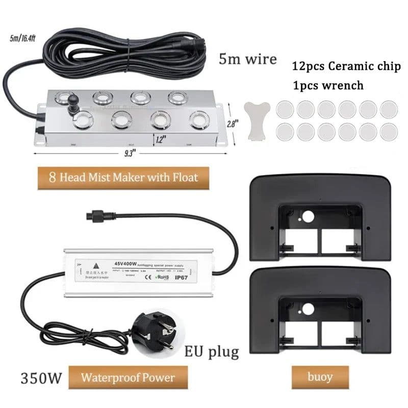 image-2/4/6/8/10/12 Head Ultrasonic Mist Maker Fogger Stainless Steel Air Humidier Garden/Rockery/Pool Fog Sprayer Generator 220V