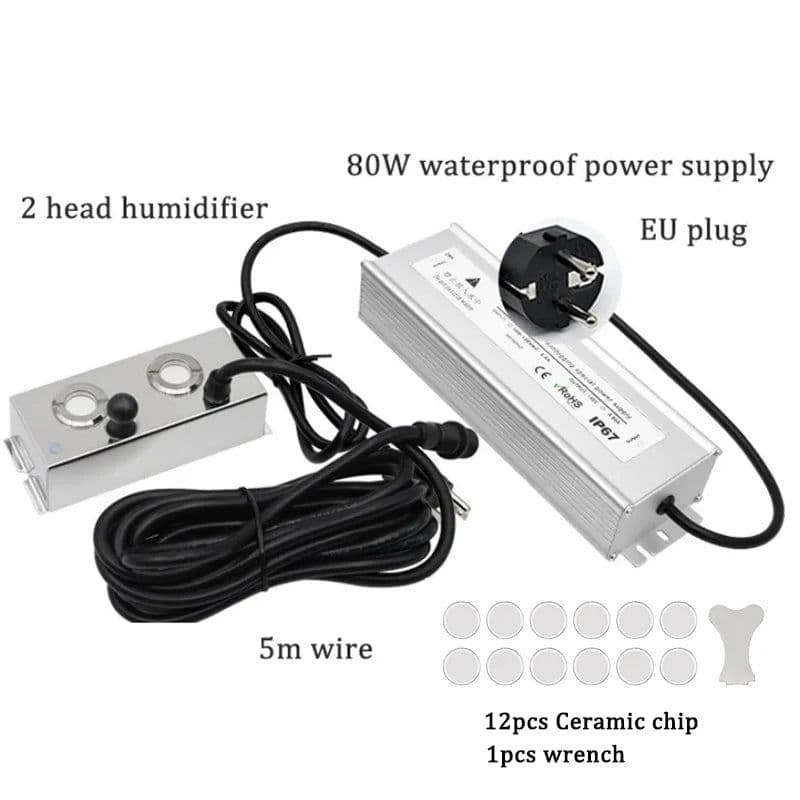 image-2/4/6/8/10/12 Head Ultrasonic Mist Maker Fogger Stainless Steel Air Humidier Garden/Rockery/Pool Fog Sprayer Generator 220V