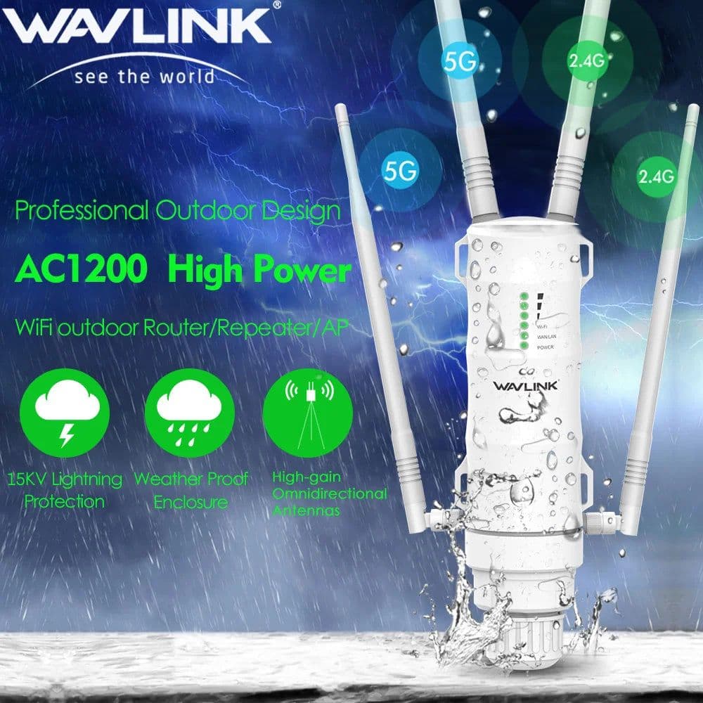 image-Wavlink AC1200/600/300 High Power Outdoor WIFI Router/AP Wireless WIFI Repeater Wifi Dual Dand 2.4G/5G High Gain Antenna POE EU