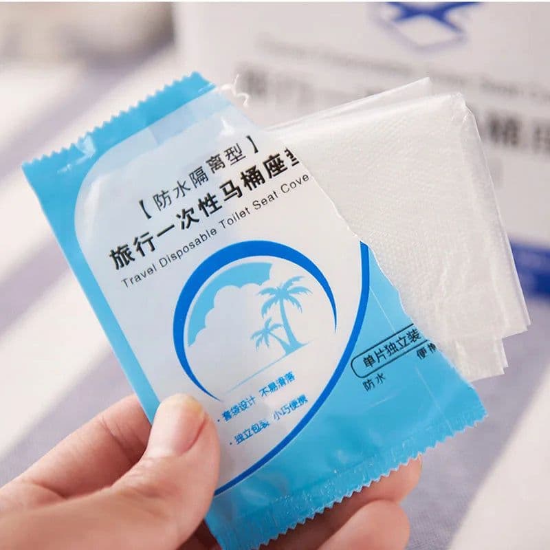image-Disposable PE Toilet Seat Cover Mat Portable Safety Toilet Seat Pad for Travel Camping Hotel Toilet Paper Pad Bathroom Accessory