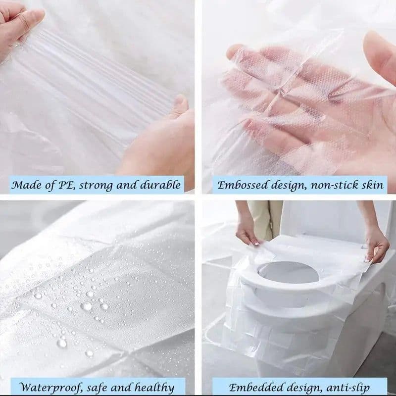 image-Disposable PE Toilet Seat Cover Mat Portable Safety Toilet Seat Pad for Travel Camping Hotel Toilet Paper Pad Bathroom Accessory