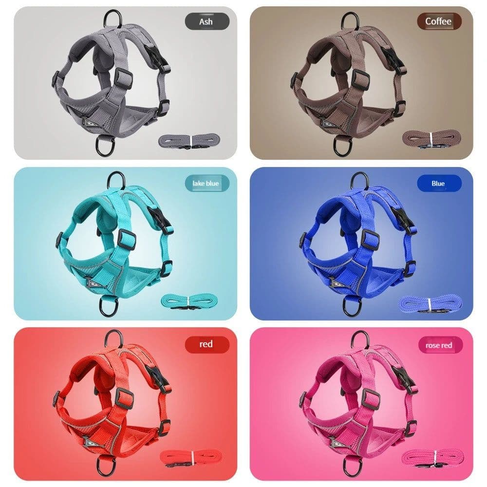 image-Dog Harness for Big Dog Vest Fashion Chest Strap Reflective and Breathable Cat Walking Rope Dog Rope Cat Harness