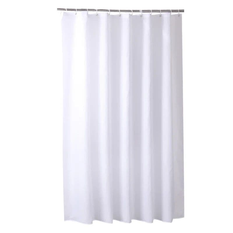image-White Shower Curtains Waterproof Thick Solid Color Bath Curtains for Hotel Bathroom Bathtub Large Wide Bathing Cover with Hooks