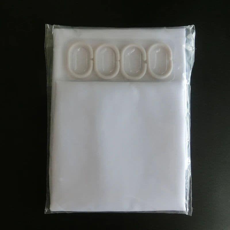 image-White Shower Curtains Waterproof Thick Solid Color Bath Curtains for Hotel Bathroom Bathtub Large Wide Bathing Cover with Hooks