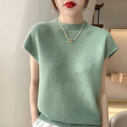 image-Summer Female T-shirts Short Sleeve Women O-neck Solid Color Fashion Women's Clothing Tee Mock Neck Casual Soft T Shirt Oversize