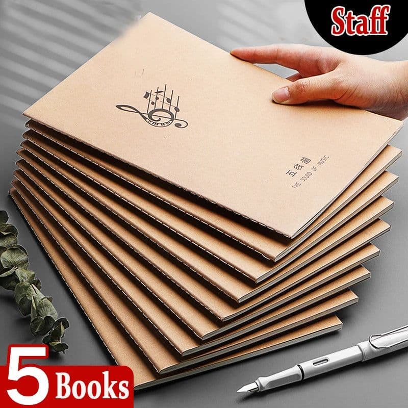 image-200 Pages B5 Five Line Spectrum Staves Exercise Book Staff Music Sheet Notebook Piano Keyboard Accessories 5 books
