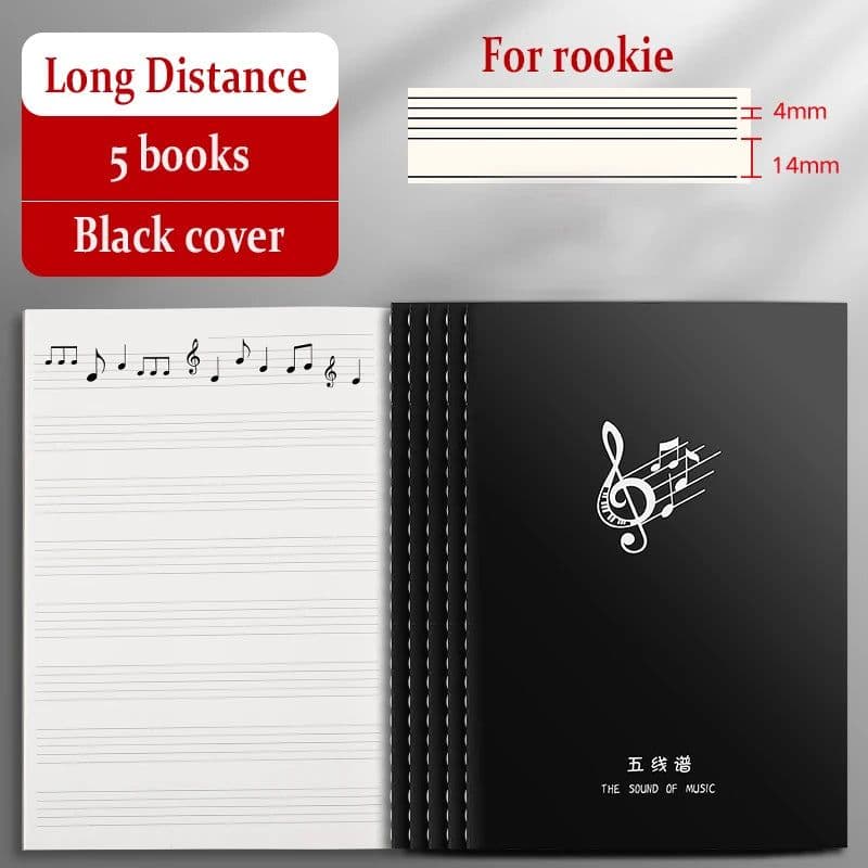 image-200 Pages B5 Five Line Spectrum Staves Exercise Book Staff Music Sheet Notebook Piano Keyboard Accessories 5 books