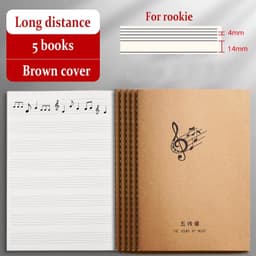 image-200 Pages B5 Five Line Spectrum Staves Exercise Book Staff Music Sheet Notebook Piano Keyboard Accessories 5 books