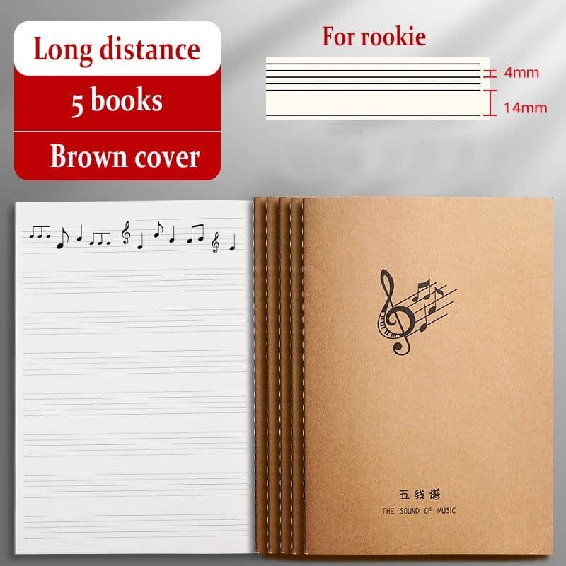 image-200 Pages B5 Five Line Spectrum Staves Exercise Book Staff Music Sheet Notebook Piano Keyboard Accessories 5 books
