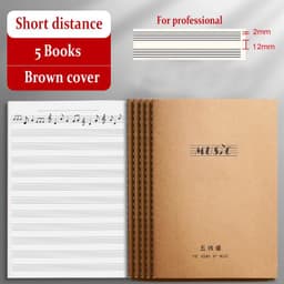 image-200 Pages B5 Five Line Spectrum Staves Exercise Book Staff Music Sheet Notebook Piano Keyboard Accessories 5 books