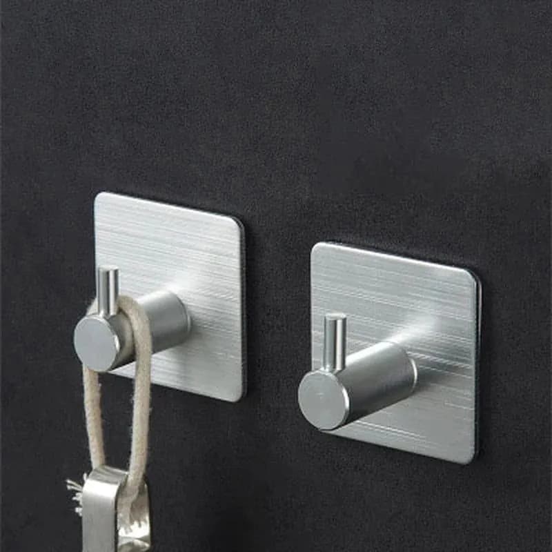 image-5-1PCS Stainless Steel Hook Self Adhesive Clothes Bags Key Rack Kitchen Towel Hanger Hanging Door Hook Bathroom Accessories