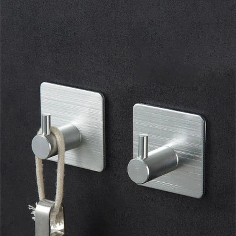 image-5-1PCS Stainless Steel Hook Self Adhesive Clothes Bags Key Rack Kitchen Towel Hanger Hanging Door Hook Bathroom Accessories