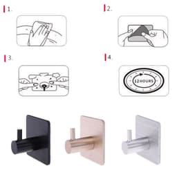 image-5-1PCS Stainless Steel Hook Self Adhesive Clothes Bags Key Rack Kitchen Towel Hanger Hanging Door Hook Bathroom Accessories