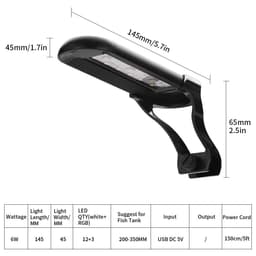 image-USB Aquarium Lamp 6W Clip-on Fish Tank Light For Small Fish Tank