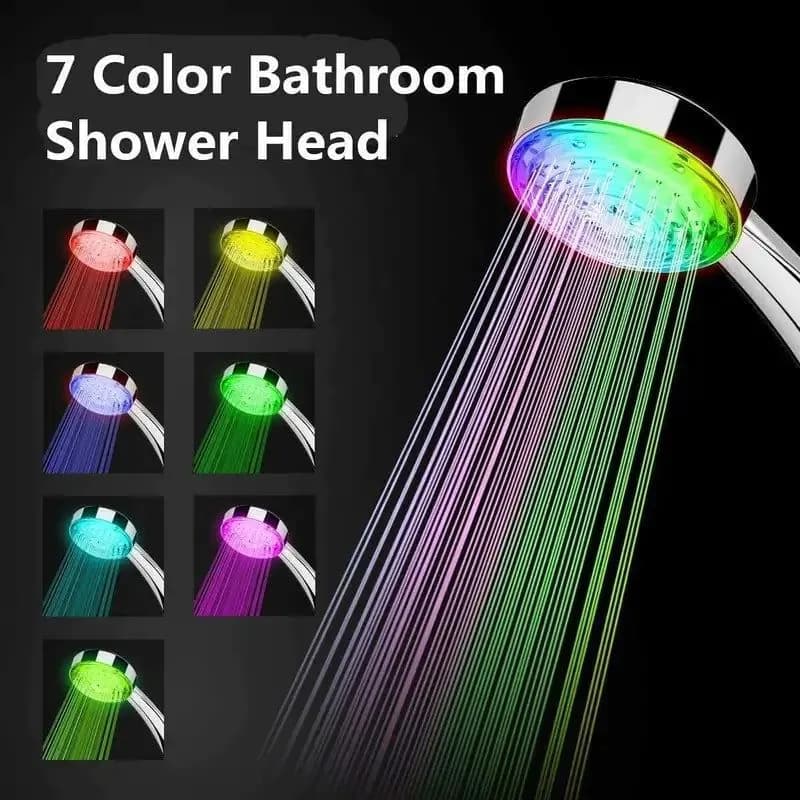 image-7 Colors Changing LED Shower Head Rainfall Shower Sprayer Water Saving Showerhead Bathroom Accessories Replacement Shower Head