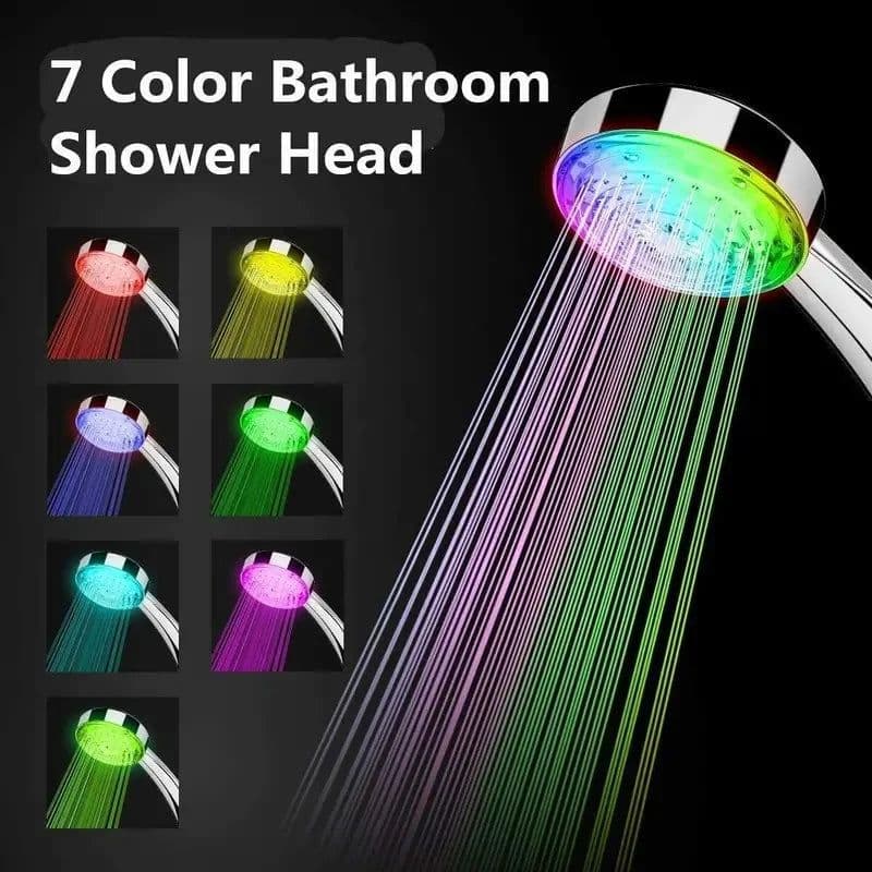 image-7 Colors Changing LED Shower Head Rainfall Shower Sprayer Water Saving Showerhead Bathroom Accessories Replacement Shower Head