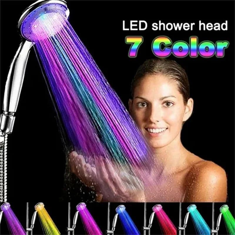 image-7 Colors Changing LED Shower Head Rainfall Shower Sprayer Water Saving Showerhead Bathroom Accessories Replacement Shower Head