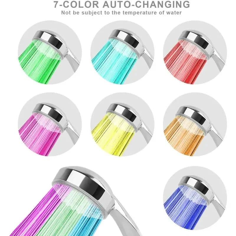 image-7 Colors Changing LED Shower Head Rainfall Shower Sprayer Water Saving Showerhead Bathroom Accessories Replacement Shower Head