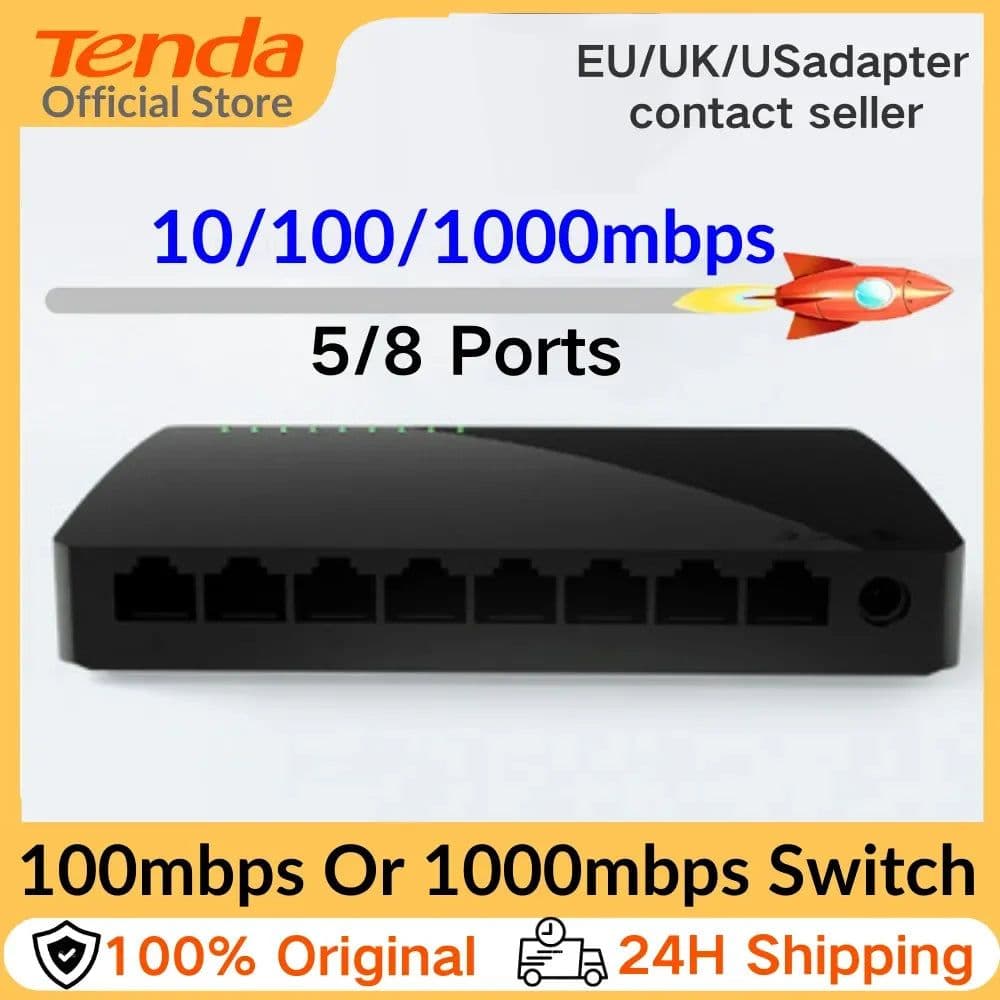 image-Tenda Gigabit Switch Ethernet 5/8Port 1000Mbps 10xFast Switch RJ45 Hub ethernet network switch SOHO Desktop Smart WIFI Switcher