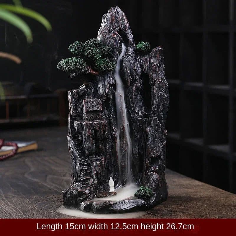 image-Zen Alpine Flowing Water Backflow Incense Burner Home Decoration Creative Ornaments Home Indoor Aroma Diffuser Censer Holder