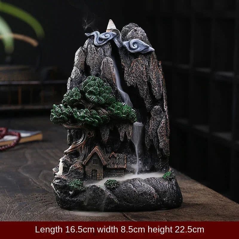image-Zen Alpine Flowing Water Backflow Incense Burner Home Decoration Creative Ornaments Home Indoor Aroma Diffuser Censer Holder