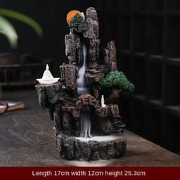 image-Zen Alpine Flowing Water Backflow Incense Burner Home Decoration Creative Ornaments Home Indoor Aroma Diffuser Censer Holder