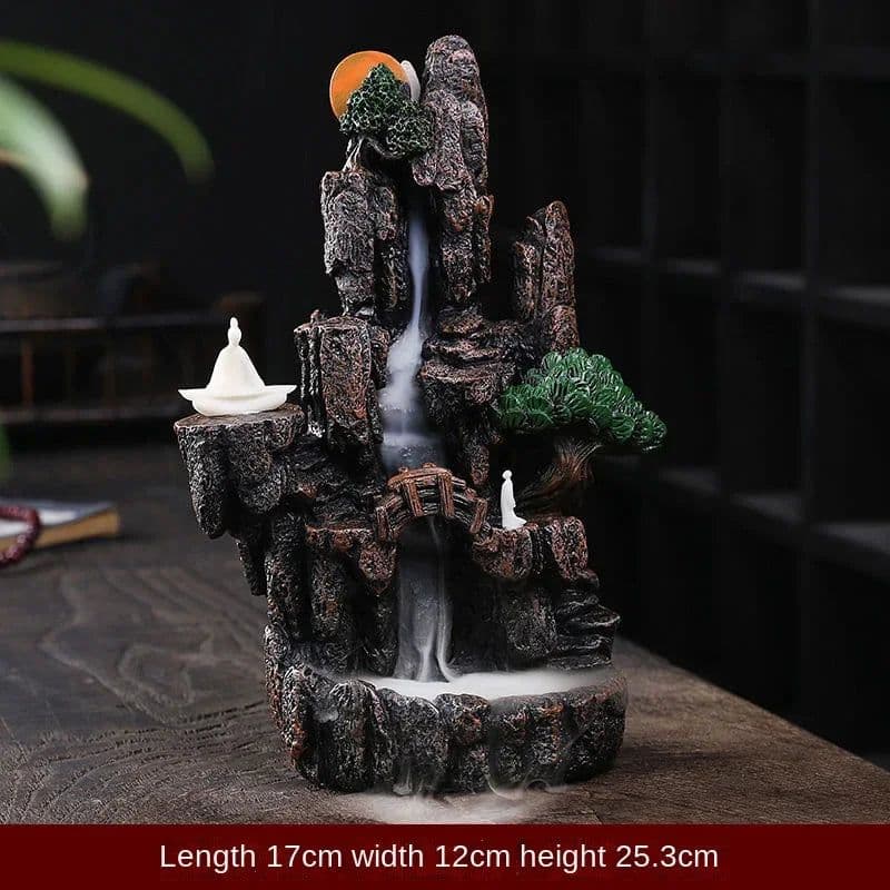 image-Zen Alpine Flowing Water Backflow Incense Burner Home Decoration Creative Ornaments Home Indoor Aroma Diffuser Censer Holder