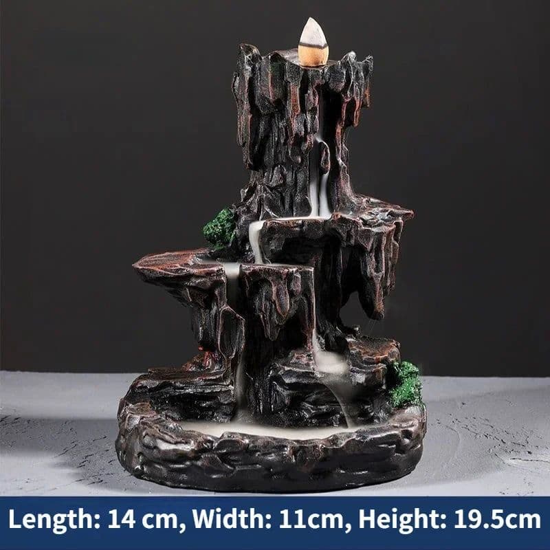 image-Zen Alpine Flowing Water Backflow Incense Burner Home Decoration Creative Ornaments Home Indoor Aroma Diffuser Censer Holder