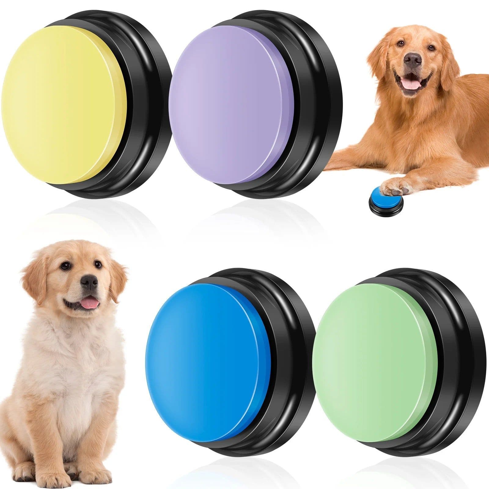 image-4/6/8Pcs Dog Talking Button Recordable Pet Training Buttons Clear Recording Dog Communication Colorful Button Battery Powered