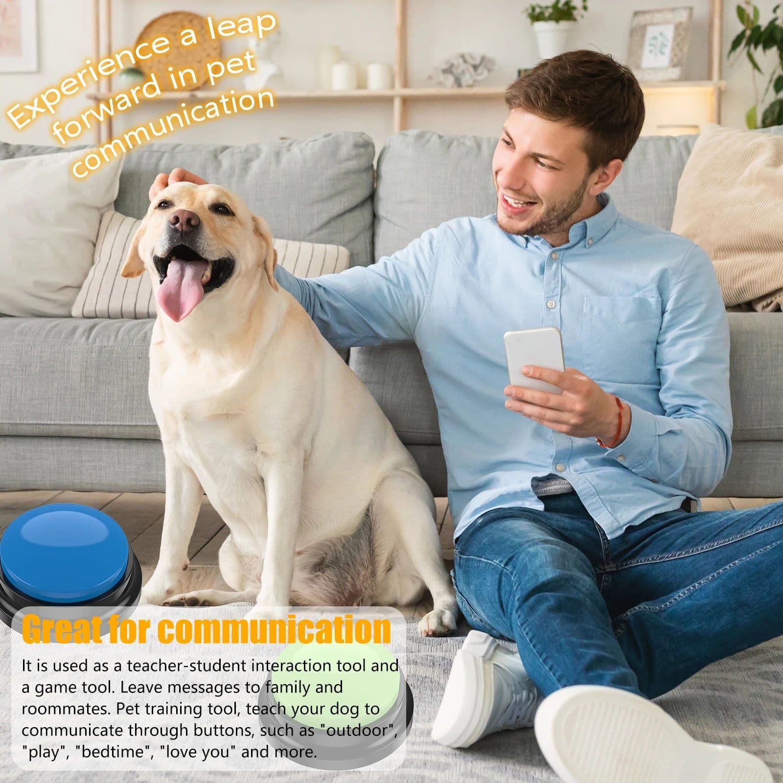 image-4/6/8Pcs Dog Talking Button Recordable Pet Training Buttons Clear Recording Dog Communication Colorful Button Battery Powered