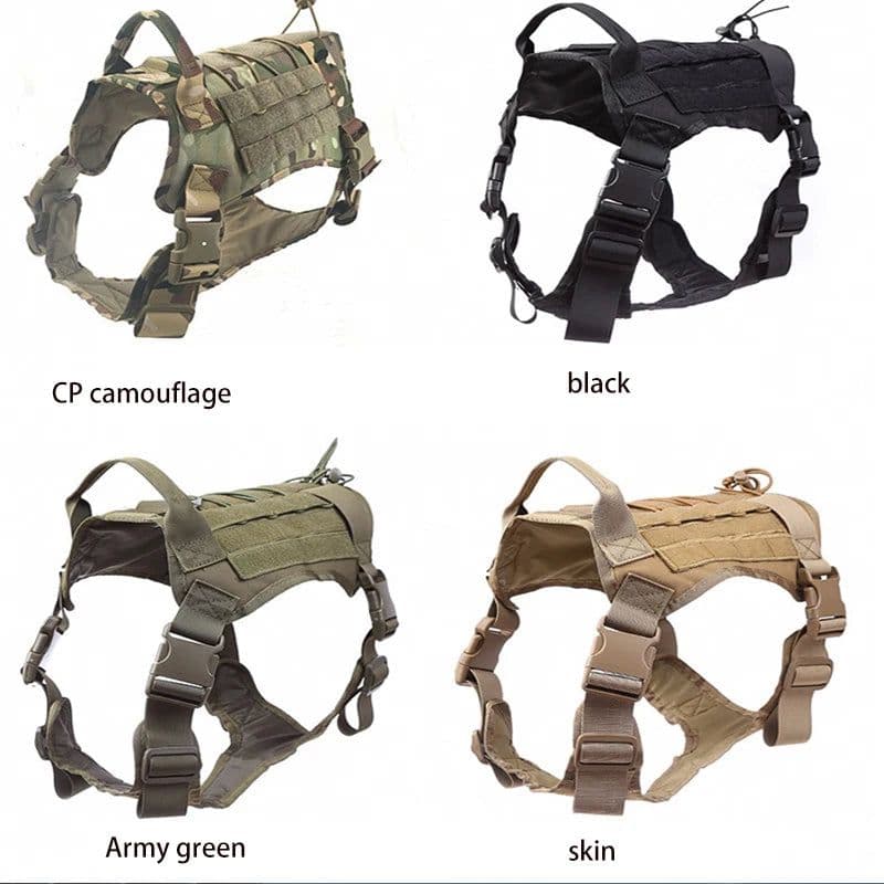 image-Tactical Dog Harness Military Training K9 Padded Quick Release Vest Pet Training Dog Harness For Set Small Medium Large Dogs