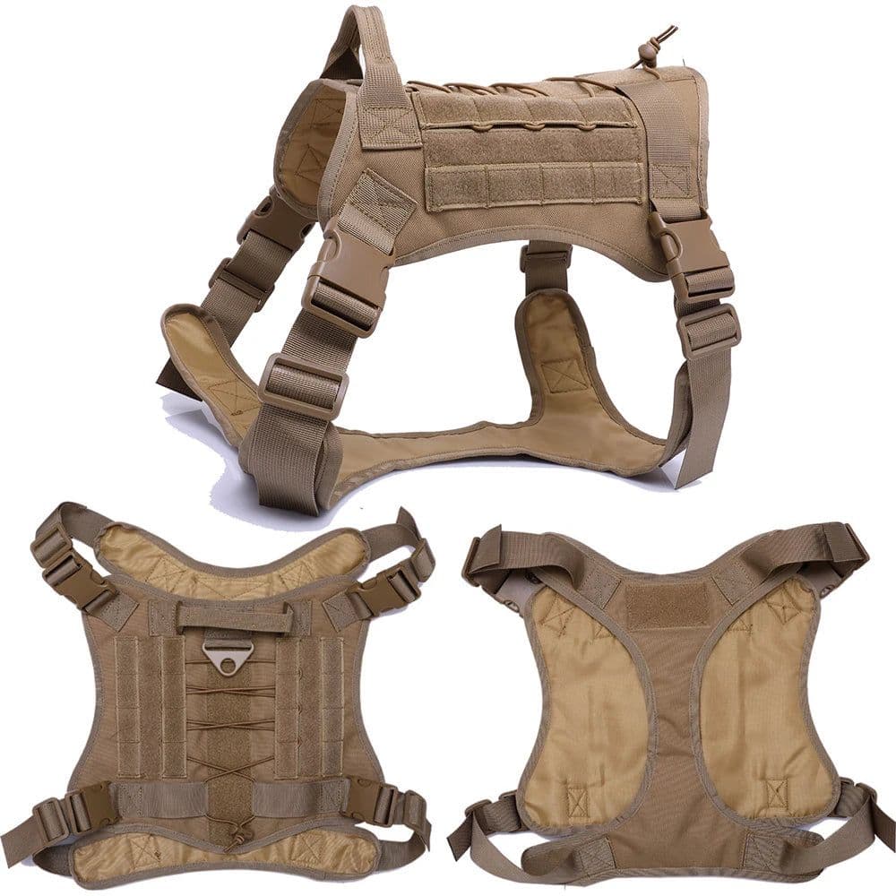 image-Tactical Dog Harness Military Training K9 Padded Quick Release Vest Pet Training Dog Harness For Set Small Medium Large Dogs