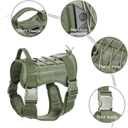 image-Tactical Dog Harness Military Training K9 Padded Quick Release Vest Pet Training Dog Harness For Set Small Medium Large Dogs