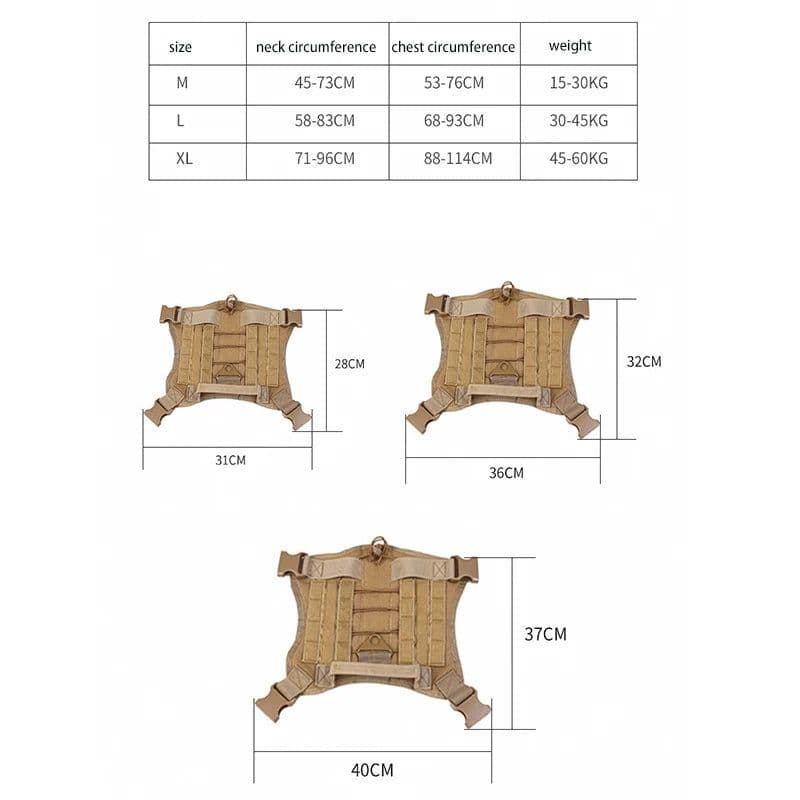 image-Tactical Dog Harness Military Training K9 Padded Quick Release Vest Pet Training Dog Harness For Set Small Medium Large Dogs