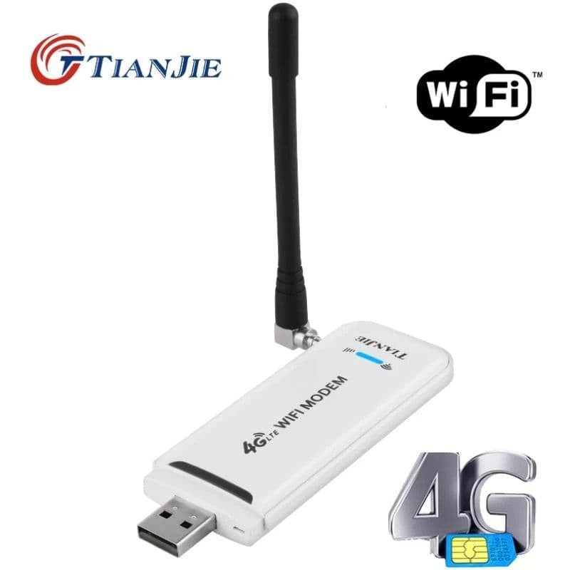 image-TIANJIE 3G 4G Universal WiFi Router LTE FDD GSM Mobile Portable Mini Wireless USB Modem Dongle with SIM Card Slot WI-FI Sticker